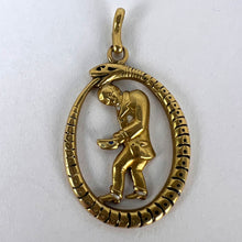 Load image into Gallery viewer, Ouroboros Serpent Snake Man 18K Yellow Gold Enamel Charm Pendant