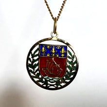 Load image into Gallery viewer, French City of Paris Coat of Arms 18k Gold Plique-A-Jour Enamel Charm Pendant