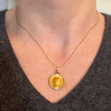 Load image into Gallery viewer, French Virgin Mary 18K Yellow Gold Religious Medal Pendant