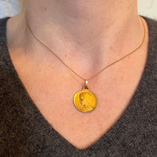Load image into Gallery viewer, French Dropsy Virgin Mary 18K Yellow Gold Religious Medal Pendant