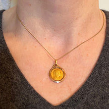 Load image into Gallery viewer, French Dropsy Perriat Virgin Mary 18K Yellow Gold Religious Medal Pendant