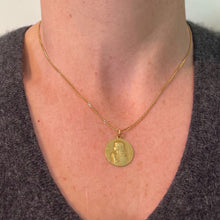 Load image into Gallery viewer, French 18K Yellow Gold Rasumny Wine and Wheat Harvest Charm Pendant