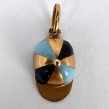 Load image into Gallery viewer, Italian Horse Rider Jockey Hat 18K Yellow Gold Enamel Charm Pendant