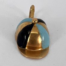 Load image into Gallery viewer, Italian Horse Rider Jockey Hat 18K Yellow Gold Enamel Charm Pendant
