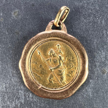Load image into Gallery viewer, Vintage French St Christopher 18K Yellow Rose Gold Charm Pendant