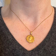 Load image into Gallery viewer, French Virgin Mary Octagonal 18K Yellow Gold Medal Charm Pendant
