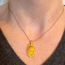 Load image into Gallery viewer, French Augis Virgin Mary 18K Yellow Gold Diamond Religious Medal Pendant
