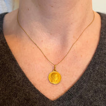 Load image into Gallery viewer, French Augis Lasserre Virgin Mary 18K Yellow Gold Medal Pendant