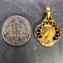 Load image into Gallery viewer, French Virgin Mary Plique A Jour Enamel 18K Yellow Gold Charm Pendant