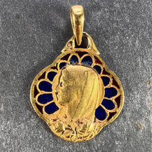 Load image into Gallery viewer, French Virgin Mary Plique A Jour Enamel 18K Yellow Gold Charm Pendant