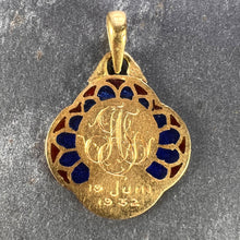 Load image into Gallery viewer, French Virgin Mary Plique A Jour Enamel 18K Yellow Gold Charm Pendant
