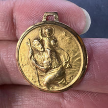 Load image into Gallery viewer, Vintage French St Christopher 18K Yellow Gold Charm Pendant Medal