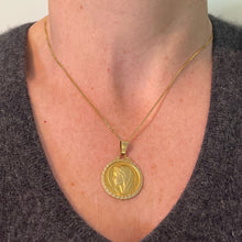 Load image into Gallery viewer, Large French 18K Yellow Gold Virgin Mary Charm Pendant Medal