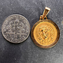 Load image into Gallery viewer, French 18K Yellow Gold Jesus Christ Crown of Thorns Medal Charm Pendant