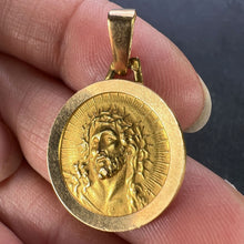 Load image into Gallery viewer, French 18K Yellow Gold Jesus Christ Crown of Thorns Medal Charm Pendant