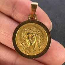 Load image into Gallery viewer, French 18K Yellow Gold Jesus Christ Crown of Thorns Medal Charm Pendant