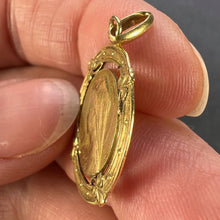 Load image into Gallery viewer, French Virgin Mary Lucky Clover 18K Yellow Gold Medal Charm Pendant