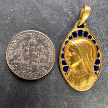 Load image into Gallery viewer, French Dropsy Virgin Mary Plique A Jour Enamel 18K Yellow Gold Pendant Medal