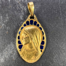 Load image into Gallery viewer, French Dropsy Virgin Mary Plique A Jour Enamel 18K Yellow Gold Pendant Medal