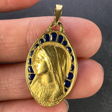 Load image into Gallery viewer, French Dropsy Virgin Mary Plique A Jour Enamel 18K Yellow Gold Pendant Medal