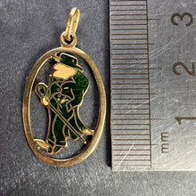 Load image into Gallery viewer, Saint Patrick Ireland Green Man Enamel 18K Yellow Gold Charm Pendant
