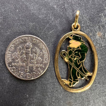 Load image into Gallery viewer, Saint Patrick Ireland Green Man Enamel 18K Yellow Gold Charm Pendant