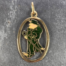 Load image into Gallery viewer, Saint Patrick Ireland Green Man Enamel 18K Yellow Gold Charm Pendant