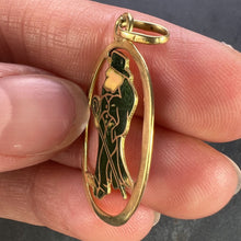 Load image into Gallery viewer, Saint Patrick Ireland Green Man Enamel 18K Yellow Gold Charm Pendant