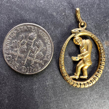 Load image into Gallery viewer, Ouroboros Serpent Snake Man 18K Yellow Gold Enamel Charm Pendant