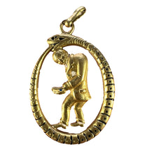 Load image into Gallery viewer, Ouroboros Serpent Snake Man 18K Yellow Gold Enamel Charm Pendant