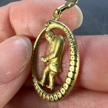 Load image into Gallery viewer, Ouroboros Serpent Snake Man 18K Yellow Gold Enamel Charm Pendant