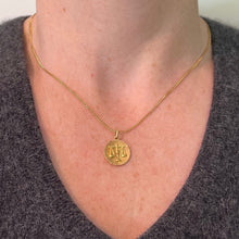 Load image into Gallery viewer, Vintage French Libra Starsign Zodiac 18K Yellow Gold Charm Medal Pendant