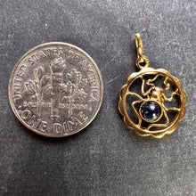 Load image into Gallery viewer, Blue Sapphire Spider 18K Yellow Gold Charm Pendant