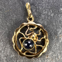 Load image into Gallery viewer, Blue Sapphire Spider 18K Yellow Gold Charm Pendant