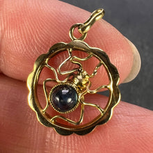 Load image into Gallery viewer, Blue Sapphire Spider 18K Yellow Gold Charm Pendant