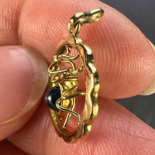 Load image into Gallery viewer, Blue Sapphire Spider 18K Yellow Gold Charm Pendant