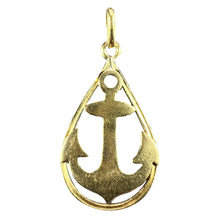 Load image into Gallery viewer, Ships Anchor 18K Yellow Gold Charm Pendant