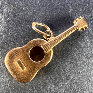 French Guitar 18K Yellow Gold Charm Pendant