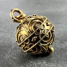 Load image into Gallery viewer, French 18K Yellow Gold Filigree Sphere Charm Pendant