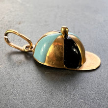 Load image into Gallery viewer, Italian Horse Rider Jockey Hat 18K Yellow Gold Enamel Charm Pendant