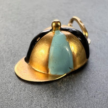 Load image into Gallery viewer, Italian Horse Rider Jockey Hat 18K Yellow Gold Enamel Charm Pendant