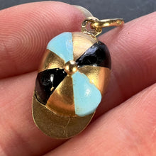 Load image into Gallery viewer, Italian Horse Rider Jockey Hat 18K Yellow Gold Enamel Charm Pendant