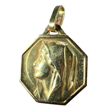 Load image into Gallery viewer, French Virgin Mary 18K Yellow Gold Medal Charm Pendant