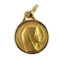 Load image into Gallery viewer, Small French Virgin Mary 18K Yellow Gold Medal Pendant Charm