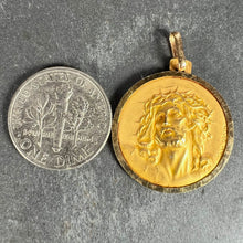 Load image into Gallery viewer, French Grun 18K Yellow Gold Jesus Christ Crown of Thorns Medal Charm Pendant