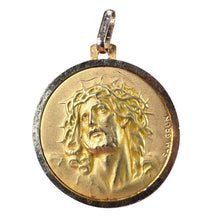 Load image into Gallery viewer, French Grun 18K Yellow Gold Jesus Christ Crown of Thorns Medal Charm Pendant