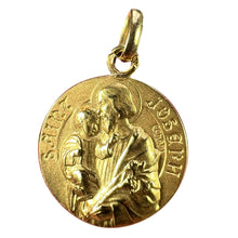 Load image into Gallery viewer, French Saint Joseph and Jesus 18K Yellow Gold Medal Pendant