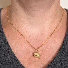 Load image into Gallery viewer, 18K Yellow Gold Ski Chalet Cabin Lodge Charm Pendant
