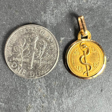 Load image into Gallery viewer, French Rod of Asclepius Blood Type Medical 18K Yellow Gold Perroud Charm Pendant