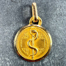 Load image into Gallery viewer, French Rod of Asclepius Blood Type Medical 18K Yellow Gold Perroud Charm Pendant